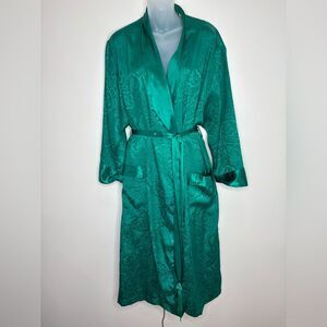 Victorias Secret Gold Label Emerald Green Long Sleeve Robe size Small vintage